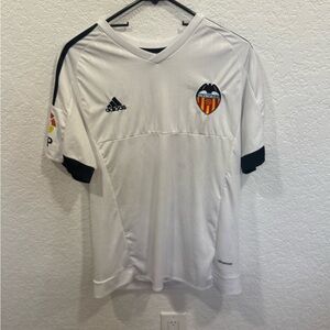 Valencia Adidas White Soccer Jersey with Black Accents
